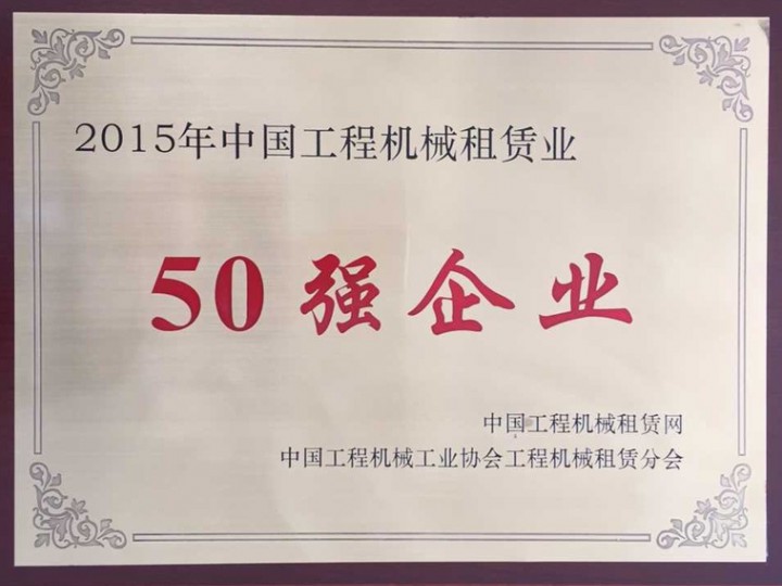 2015年工程機械租賃業(yè)“50強企業(yè)”